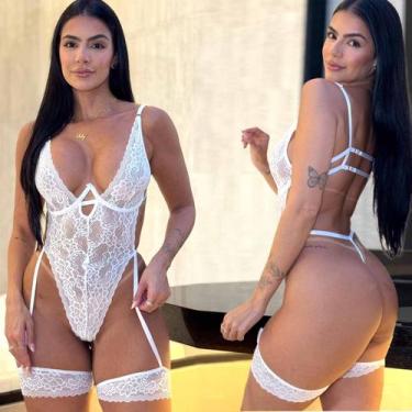 Imagem de Body Com Cinta Liga Com Aro Sem Bojo Rendado Sensual - Like4you, GG, B
