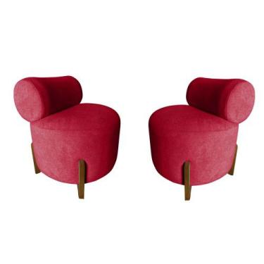Imagem de Kit 2 Poltronas Decorativa Mônaco Veludo Vermelho - Mazzero Decor