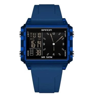Imagem de Relógio Analógico Digital 6273 Luminoso À Prova Da Água Sanda Azul