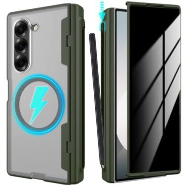 Imagem de YQODSZ Capa magnética para Samsung Galaxy Z Fold 6 com protetor de tela de privacidade e suporte para caneta S, capa anti-espião com tudo incluído com proteção de dobradiça compatível com capa Magsafe