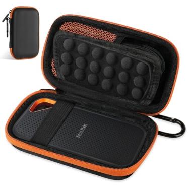 Imagem de AMFUN Capa para disco rígido, capa de disco rígido externo portátil para SanDisk Extreme/SanDisk PRO 500G 1TB 2TB/2,5 polegadas HDD SSD My Passport, bolsa protetora de armazenamento - laranja