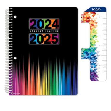 Imagem de Global Datebooks Agenda de estudante do ensino médio ou médio para o ano acadêmico de 2024-2025 inclui régua/marcador de página e adesivos de planejamento (estilo matriz - 17,78 cm x 23 cm - cores
