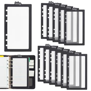 Imagem de BENECREAT 12 peças divisórias de índice superior, abas de índice de fichário, divisórias de disco para fichário redondo, caderno, agenda, agenda, planejamento, disco, orifício: 6 mm (preto)