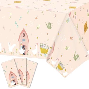Imagem de Tiamon 3 peças de toalhas de mesa de decoração de aniversário Silly Goose uma toalha de mesa de plástico descartável para chá de bebê, festa de jardim, galinha, decoração de aniversário