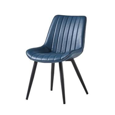 Imagem de Cadeira de jantar contemporânea de couro PU com pernas de metal - várias cores disponíveis (azul)