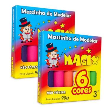 Imagem de Kit 2 Massinha De Modelar 6 Cores Magix 90g Multicolor