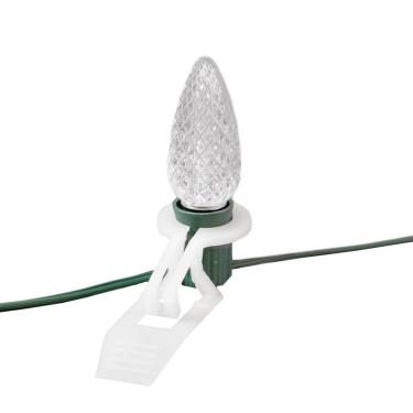 Imagem de Novelty Lights Clipes de luz de Natal flexíveis C9 Tuff Wedge para montagem em calhas/telhas, pacote com 100