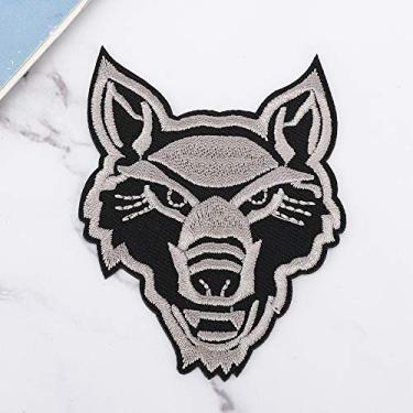 Imagem de RiToEasysports 6pcs Fofo Lobo Jungen Patch Ferro por Aplicação para Adesivos de Tecido de Camiseta para Reparar Roupas (Cabeça de lobo cinza)