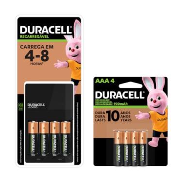Imagem de Carregador de Pilhas Recarregáveis AA e AAA DURACELL com 4 pilhas AA e 4 pilhas AAA