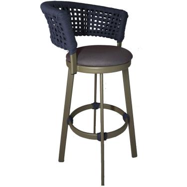 Imagem de Banqueta Somália em Alumínio e Corda Náutica Jardim Trama