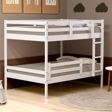 Imagem de Beliche Casal Casal Eco Madeira Maciça Branco - Mobili Store