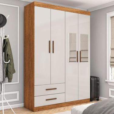 Imagem de Guarda-Roupa Solteiro Genova 4 Portas 2 Gavetas com Espelho Cinamomo/O