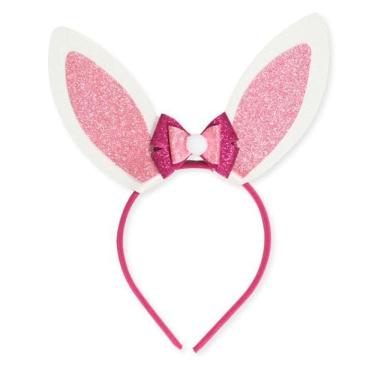 Imagem de Tiara De Coelho Páscoa Eva Com Gliter Rosa Candy