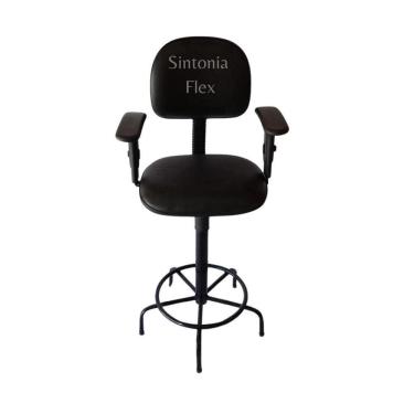 Imagem de Cadeira Secretaria Caixa Alta Braço Regulagem Altura A Gás