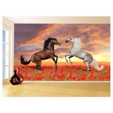 Imagem de Papel De Parede Animais Casal Cavalos Fazenda 3,5M Anm317