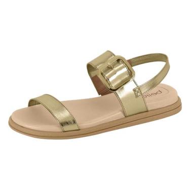 Imagem de Sandália Beira Rio Conforto Feminina Rasteira Versátil, Dourado, 36