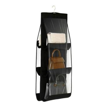 Imagem de Suporte Organizador Bolsas Cabide Armário Guarda Roupa Preto
