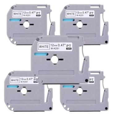 Imagem de KIT COM 5 FITAS BRANCAS ROTULADOR BROTHER COMPATÍVEL Mk231 M231 Mk 231