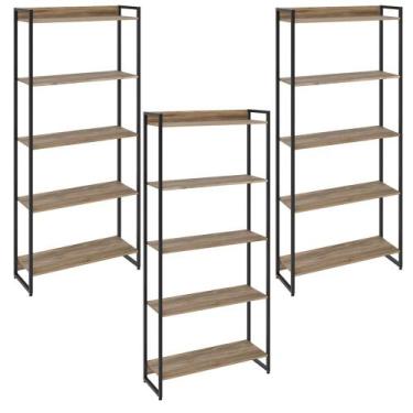 Imagem de Kit 3 Estantes Multiuso Escritório Industrial 5 Prateleiras Areta 186x