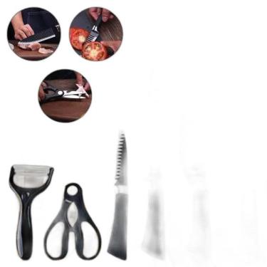 Imagem de Jogo Kit Super Facas Cozinha Churrasco Chef Cerâmica Inox