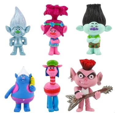 Imagem de Kit 6 Bonecos Trolls Poppy Tronco Action Figure
