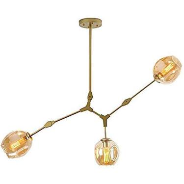 Imagem de Lustre E27 Nordic Glass Ball Chandelier Altura ajustável, Lustre preto fosco, E26 Metal Hand Blow Branches Pendant Light, Luminárias de globo de meados do século de 79"