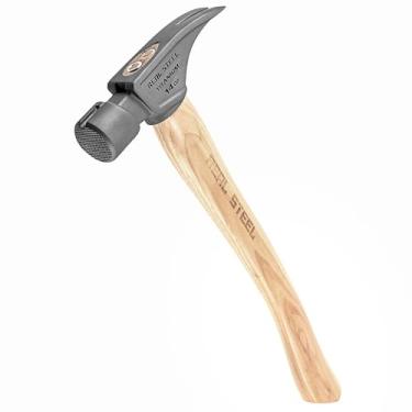 Imagem de Real Steel Martelo de moldura de titânio de 400 ml, garra reta com face fresada, suporte magnético para unhas e alça de nogueira 0621