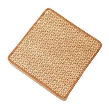 Imagem de pufe Almofada de reforço piso verão cadeira vime quadrada tecida chão Tatami Futon(Yellow,40 * 40cm)