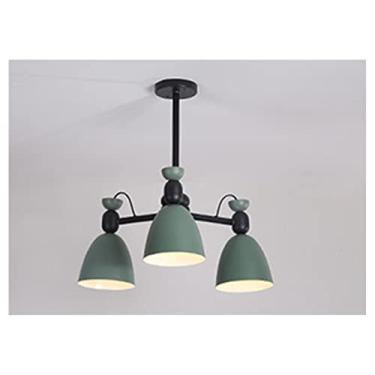Imagem de Lustre moderno minimalista de metal E27 led cinza e verde cor universal cabeça lustres compatíveis com cozinha sala de estar quarto estudo, luminária retrô
