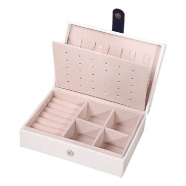 Imagem de Vaveren Caixa de joias, organizador e porta-joias portátil, grande capacidade, anéis, couro PU, mamãe, Branco