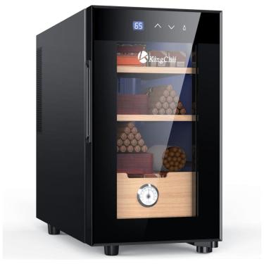 Imagem de Umidor Elétrico para Charutos 23L com Prateleiras e Higrômetro, 110 Volts, KingChii, Preto