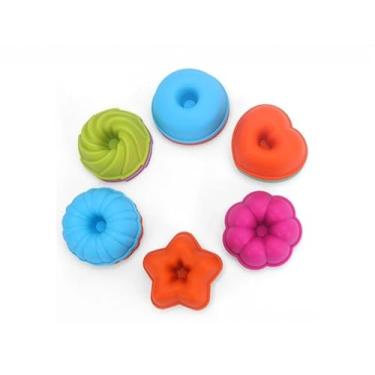 Imagem de Forminha de Silicone, Kit 6/12 Forma de Pudim Estrela Rosquinha Donuts Colorida(Todos 6 Modelos,6)