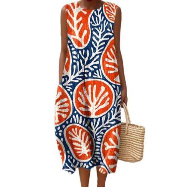 Imagem de Vestido maxi feminino Akivide com estampa floral boho de verão com bol