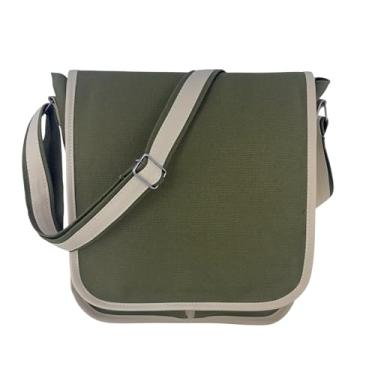 Imagem de Bolsa Transversal de Lona Resistente Estudante Trabalho Passeio Casual Masaculina Feminina (Verde)