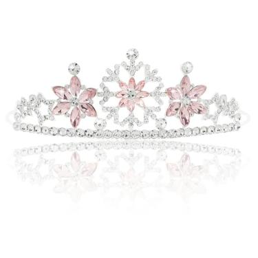 Imagem de Tiaras Frozen Elsa para meninas, flocos de neve, coroas de princesa para meninas, tiara de cristal de safira e coroa para mulheres, coroa de aniversário, casamento, concurso, formatura, festa à