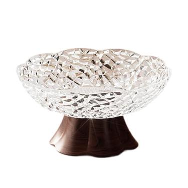 Imagem de Fenteer Fruteira com pé, bandeja para frutas, pedestal doméstico, tigela decorativa, balcão de cozinha para lanches, doces, mesa de jantar, sala de estar, M Clear White