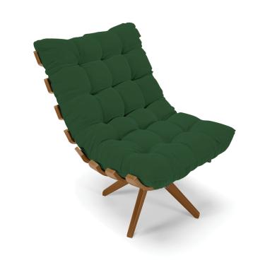 Imagem de Poltrona Giratória Costela Veludo Verde Base de Madeira MA30 M11 - D'Rossi