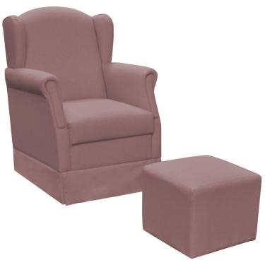 Imagem de Poltrona de Amamentação com Balanço e Puff Elisa P02 Suede Rosê - Lyam Decor