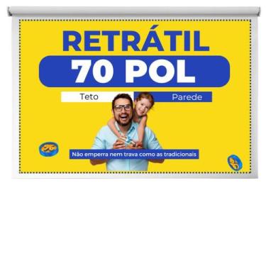 Imagem de Tela Telão Lona Tecido Banner Retrátil Manual Não Elétrica Projetor Pr