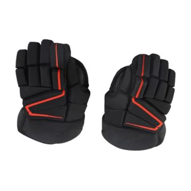 Imagem de Natudeco Luvas de jogador de hóquei, proteção para as mãos de goleiro de hóquei, luvas de proteção de dedo dobráveis para hóquei no gelo hóquei em patins (25,4 cm)