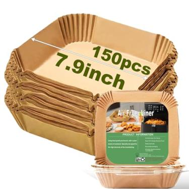 Imagem de Forro de papel descartável para fritadeira Air Fryer, 100 peças de forros de papel manteiga para fritadeira a ar de 3 a 6 litros, à prova de óleo, à prova d'água, papel de pergaminho para assar no micro-ondas