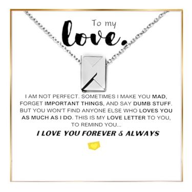 Imagem de ziella Colar To My Love para mulheres, colar envelope com carta de amor, mensagem secreta de presente gravado para presente romântico de Natal, aniversário, dia dos namorados, Aço inoxidável
