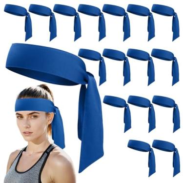 Imagem de ONUPGO 18 peças de tiaras de cabeça para homens e mulheres, faixa de transpiração esportiva ajustável, faixa de cabeça ninja para karatê, faixa de cabeça para treino com absorção de suor para esportes