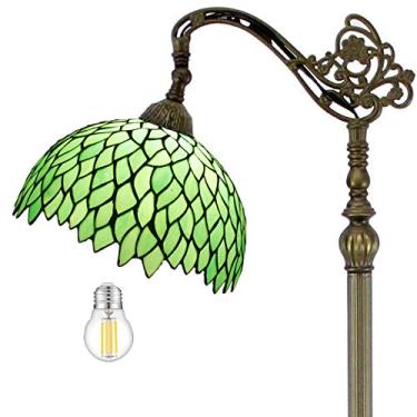 Imagem de Tiffany Lamp Floor 64" Tall Green Wisteria Industrial Pole Vintage Boho Vitral canto brilhante leitura LED luz suave arco ajustável arco - sala de estar quarto infantil fazenda WERFACTORY