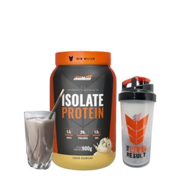 Imagem de Kit Whey Isolate Zero Lactose 900g pote + Coqueteleira 600ml transparente New Millen (900, Baunilha)