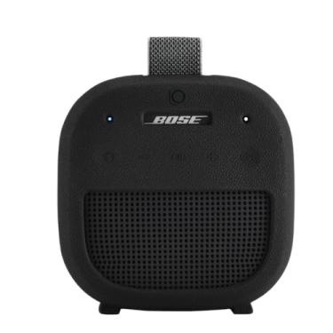 Imagem de Capa de silicone para alto-falante Bose SoundLink Micro 2, com mosquetão - Capa protetora com design de suporte para desktop, atividades ao ar livre, viagens (preto)