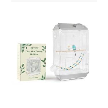 Imagem de Gaiola de pássaro de visão clara, pequena gaiola interna e de viagem para periquito, periquito, calopsitas, canário | Materiais seguros e fáceis de limpar |