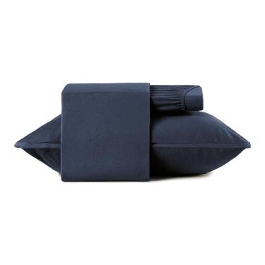 Imagem de Jogo de Cama Altenburg Solteiro 3 Peças Malha Fio Penteado Azul Minimal