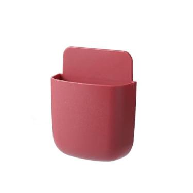 Imagem de Caixa organizadora de armazenamento montada na parede - 1 pacote, organizador compacto para casa e escritório, perfeito para itens pequenos (vermelho)