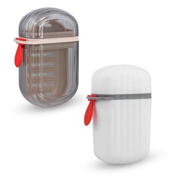 Imagem de 2 peças de estojo de sabão de viagem, recipiente de sabão à prova de vazamento com tampa, 2 estilos de suporte de caixa de bar compacto portátil, acessórios de viagem essenciais para viagem